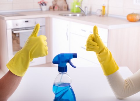 Cleaning kitchen surfaces after builders work in SW8