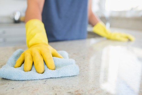 Local cleaning team working in a SW8 flat before move-in